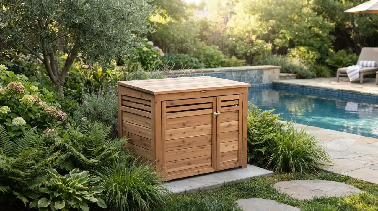 Wooden Pool Pump Covers pool equipment image