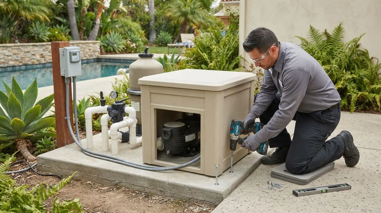 How to Anchor a Pool Pump Cover pool equipment image